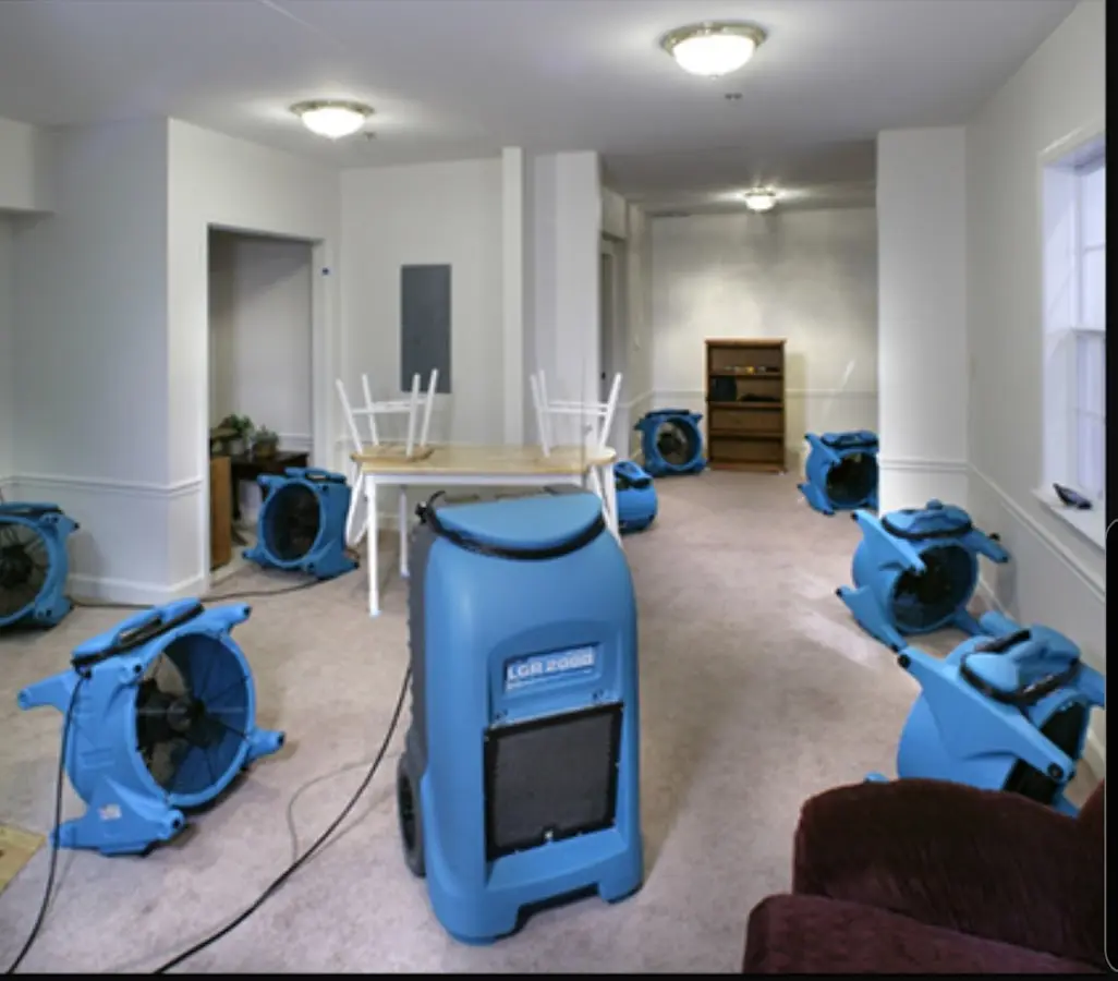 Air movers and dehumidifier setup for Water Extraction & Removal in Lower Providence