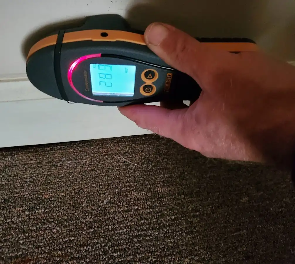 Moisture detection at baseboard during Burst Pipe Cleanup in Lower Providence